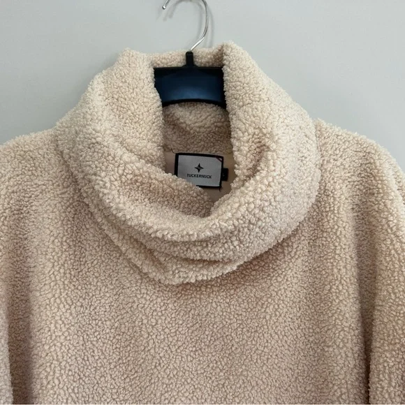 Tuckernuck Rollins Funnel Neck Teddy Tan Fleece Pullover, Size L - Picture 5 of 9